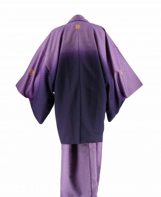 紋付袴レンタル・成人式・結婚式・卒業式|紫グラデーションに七宝ラメ[身長170cm対応]No.289